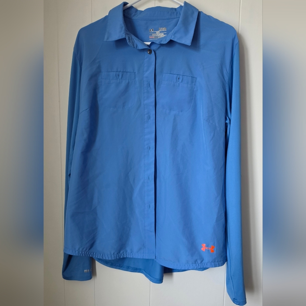 Under Armour Sky Blue Shirt with Orange Logo
